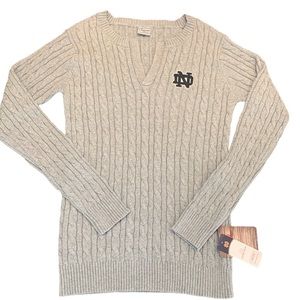 ☘️ NWT Notre Dame Cable Knit Sweater Gray - XL
